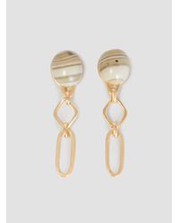 Helena Rohner - Metallic Oval Stone & Rhombus Earrings Gold Plated - Lyst