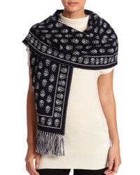 Alexander McQueen | Blue Large Upside-Down Skull Scarf | Lyst