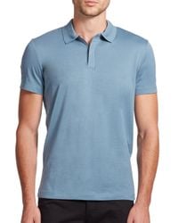 Theory | Blue Zip Cotton Polo for Men | Lyst