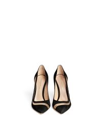 Gianvito Rossi Black Mesh Insert Suede Pumps