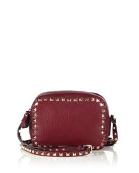 Valentino | Red Rockstud Pebbled Leather Camera Crossbody Bag | Lyst