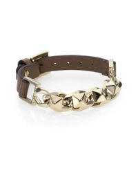 Valentino | Brown Studded Leather Strap Bracelet for Men | Lyst