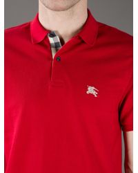 at føre Kontrovers Ynkelig Burberry Brit Classic Polo Shirt in Red for Men - Lyst