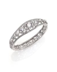 Adriana Orsini | Metallic Wisteria Pavé Crystal & Faux Pearl Bangle Bracelet | Lyst