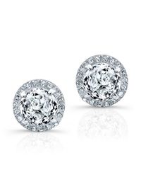 Anne Sisteron - 14kt White Gold White Topaz Diamond Stud Earrings - Lyst