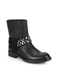 Pedro Garcia | Black Kian Jeweled Leather Moto Boots | Lyst