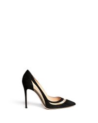 Gianvito Rossi Black Mesh Insert Suede Pumps