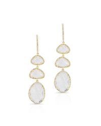 Anne Sisteron - 14kt Yellow Gold Moonstone Diamond Trickle Earrings - Lyst