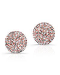 Anne Sisteron - Pink 14kt Rose Gold Diamond Disc Stud Earrings - Lyst
