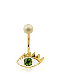 Delfina Delettrez | Green Glittered Eye & Pearl Mono Earring | Lyst