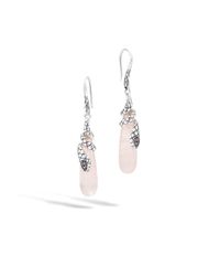 John Hardy | Metallic Cobra Drop Earring With Rose Quartz | Lyst