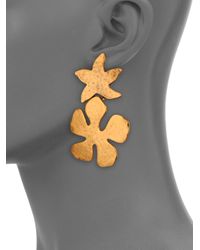 Oscar de la Renta | Metallic Mixed Shape Clip-on Drop Earrings | Lyst