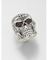 King Baby Studio | Metallic Garnet and Sterling Silver Skull Ring | Lyst
