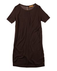 BOSS Orange Gray Knit Dress 'Ilanti' Made Of Fabric Blend