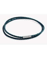Tateossian - Yokohama Anklet In Blue And Dark Blue Leather With Silver Clasp for Men - Lyst