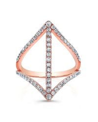 Anne Sisteron - Pink 18kt Rose Gold Diamond Spear Ring - Lyst