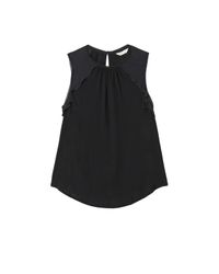 Rebecca Taylor | Black Sleeveless Ruffle Jersey Top | Lyst