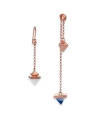 Eddie Borgo | Metallic Peach Aventurine & White Agate Pyramid Pendulum Asymmetrical Earrings | Lyst