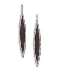 ABS By Allen Schwartz | Metallic Black Sands Pavé Glitter Marquis Linear Drop Earrings | Lyst