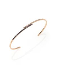 Zoe Chicco | Metallic Black/White Diamond & 14K Yellow Gold Overlap Bar Cuff Bracelet | Lyst