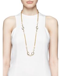 Kenneth Jay Lane | Metallic Faux Pearl Glass Crystal Necklace | Lyst