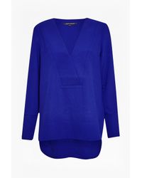 French Connection | Blue Arrow Crepe Oversized Blouse | Lyst