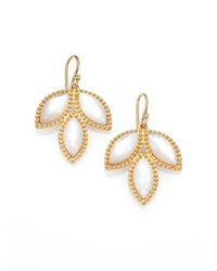 Mija | Metallic Mother-of-pearl & White Sapphire Three-marquis Drop Earrings | Lyst