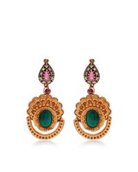 Masterpeace | Green Carved Wood And Malachite Earrings | Lyst