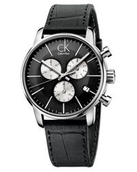 Lyst - Calvin Klein Men's Swiss Chronograph City Black Leather Strap ...