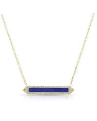 Anne Sisteron | Blue 14kt Yellow Gold Lapis Diamond Bar Necklace | Lyst