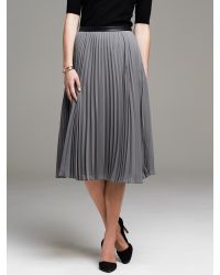 gray chiffon pleated midi banana republic skirt