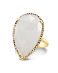 Anne Sisteron - Metallic 14kt Yellow Gold Moonstone Diamond Pear Shaped Cocktail Ring - Lyst
