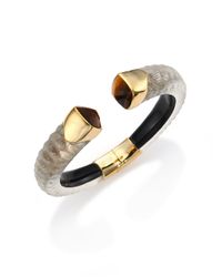 Alexis Bittar | Metallic Lakana Lucite & Tiger'S Eye Crocodile-Textured Cuff Bracelet | Lyst