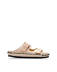 Giambattista Valli | Natural Birken Sandals in Ivory Leather with Nickel Grommets | Lyst