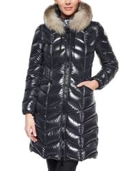 Moncler | Black Bellette Fur-trim Puffer Coat | Lyst