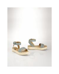 Polo Ralph Lauren | Green Raffia Bardot Espadrille | Lyst