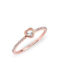 Anne Sisteron - Pink 14kt Rose Gold White Sapphire Heart Solitaire Diamond Ring - Lyst