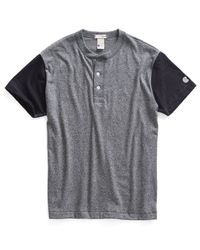Todd Snyder | Gray Short Sleeve Blocked Henley In Salt And Pepper for Men | Lyst