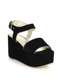 Ferragamo | Black Lucrezia Suede Platform Sandals | Lyst