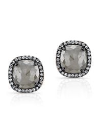 Anne Sisteron - Gray 14kt Oxidized Rose Gold Diamond And Raw Diamond Stud Earrings - Lyst