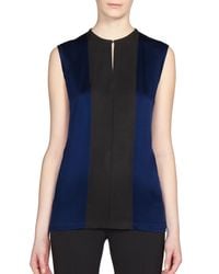 Lanvin | Black Silk & Grosgrain Blouse | Lyst