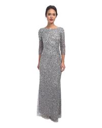 adrianna papell silver sequin dress