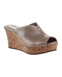 UGG | Metallic Dominique Slide Sandal Gold Leather | Lyst