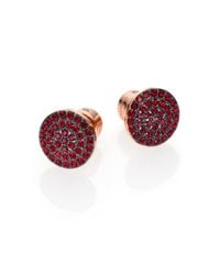 Michael Kors | Pink Brilliance Rose Pavé Disc Stud Earrings | Lyst