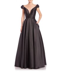 Jovani | Black Taffeta Floral-applique Ball Gown | Lyst