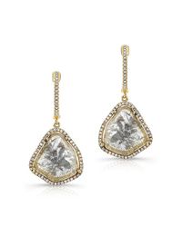 Anne Sisteron - 14kt Yellow Gold Diamond Slice Organic Earrings - Lyst