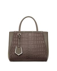 Fendi | Gray 2jours Petite Crocodile-embossed Calf Hair & Leather Shopper | Lyst