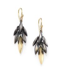 Alexis Bittar Fine | Metallic Slate Marquis 18k Yellow Gold & Blackened Sterling Silver Cluster Drop Earrings | Lyst
