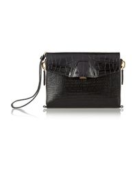 Alexander Wang Black Lydia Croc Effect Leather Clutch