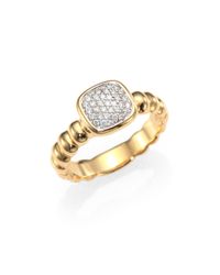 John Hardy | Metallic Bedeg Diamond & 18k Yellow Gold Square Station Ring | Lyst
